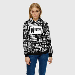 Толстовка-худи женская Bangtan Boys pattern black, цвет: 3D-черный — фото 2