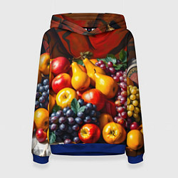 Толстовка-худи женская Фруктовый натюрморт, цвет: 3D-синий