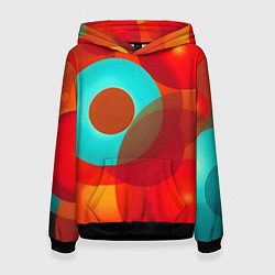 Толстовка-худи женская Оптическая абстракция с кругами, цвет: 3D-черный