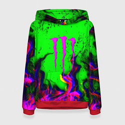 Толстовка-худи женская Monster Energy flame, цвет: 3D-красный