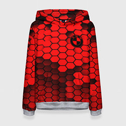 Толстовка-худи женская BMW карбоновая абстракция, цвет: 3D-меланж