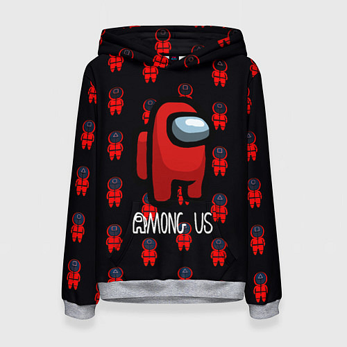 Женская толстовка Игра в кальмара x амонг ас / 3D-Меланж – фото 1
