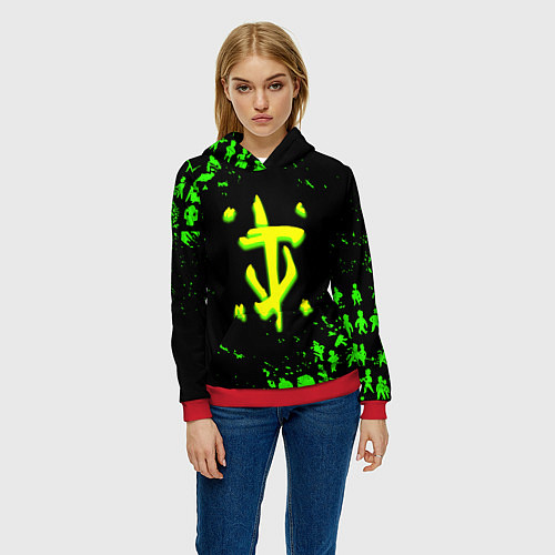 Женская толстовка Doom x fallout кислотное лого / 3D-Красный – фото 3