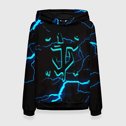 Толстовка-худи женская Doom молнии неоновые, цвет: 3D-черный