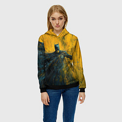 Толстовка-худи женская Бэтмен нарисованный кистью, цвет: 3D-черный — фото 2