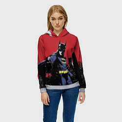 Толстовка-худи женская Бэтмен показывает класс, цвет: 3D-меланж — фото 2