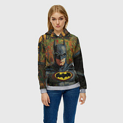 Толстовка-худи женская Текстурный Бэтмен, цвет: 3D-меланж — фото 2