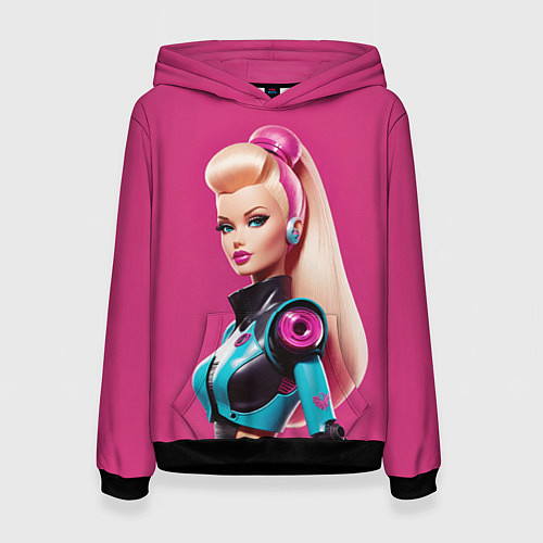 Женская толстовка Кукла Барби - киберпанк / 3D-Черный – фото 1