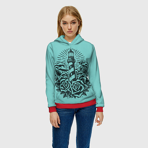 Женская толстовка Маяк и розы / 3D-Красный – фото 3
