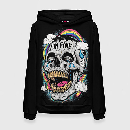 Женская толстовка Skull and rainbow - im fine / 3D-Черный – фото 1