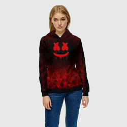 Толстовка-худи женская Marshmello red poly, цвет: 3D-черный — фото 2
