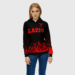 Толстовка-худи женская Lazio - red gradient посередине, цвет: 3D-черный — фото 2