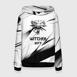 Толстовка-худи женская Ведьмак stripes, цвет: 3D-черный