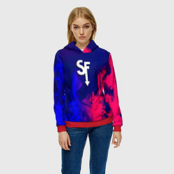 Толстовка-худи женская Sally face neon flame, цвет: 3D-красный — фото 2