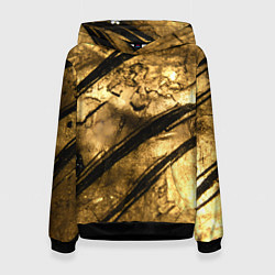Толстовка-худи женская Золото с черной текстурой, цвет: 3D-черный