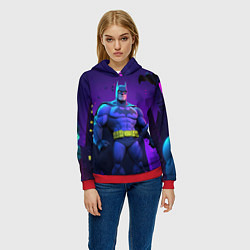 Толстовка-худи женская Бэтмен объемная модель, цвет: 3D-красный — фото 2