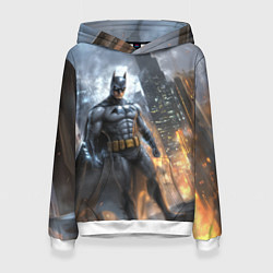 Толстовка-худи женская Бэтмен - старый стиль, цвет: 3D-белый