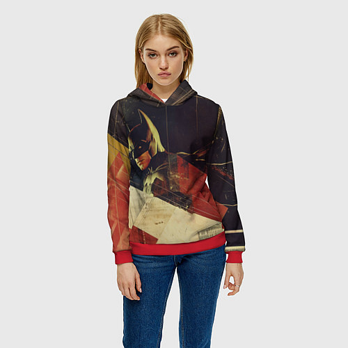 Женская толстовка Бэтмен ретро стиль / 3D-Красный – фото 3