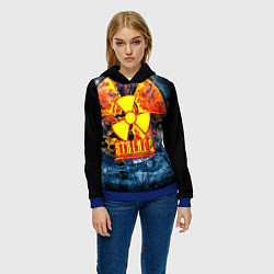 Толстовка-худи женская Stalker огненное лого чернобыль, цвет: 3D-синий — фото 2