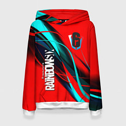 Толстовка-худи женская Rainbow six геометрия полосы, цвет: 3D-белый