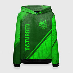 Толстовка-худи женская Disturbed - green gradient вертикально, цвет: 3D-черный