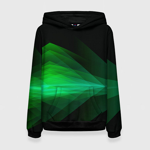 Женская толстовка Неоновая зеленая абстракция на черном фоне / 3D-Черный – фото 1