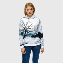 Толстовка-худи женская Дерево в море, цвет: 3D-белый — фото 2