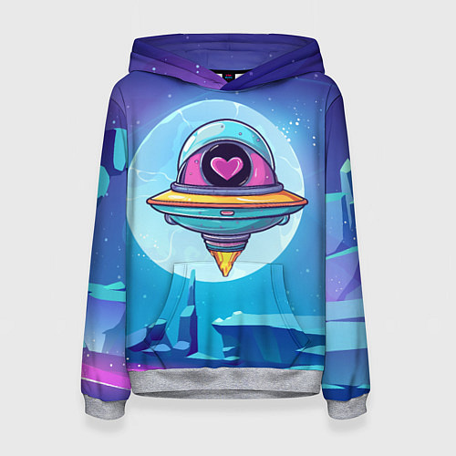 Женская толстовка Нло с сердечком внутри / 3D-Меланж – фото 1