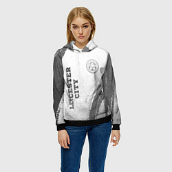 Толстовка-худи женская Leicester City - white gradient вертикально, цвет: 3D-черный — фото 2