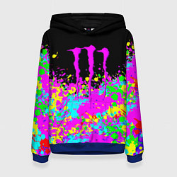 Толстовка-худи женская Monster energy краски неоновые, цвет: 3D-синий