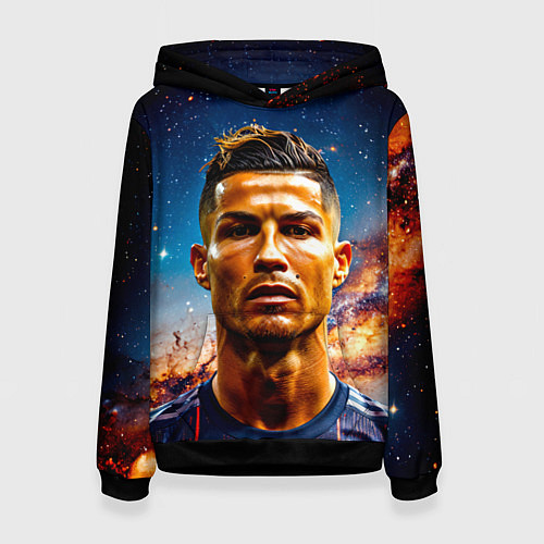 Женская толстовка Криштиану Роналду в космосе / 3D-Черный – фото 1