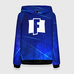 Толстовка-худи женская Fortnite blue poly, цвет: 3D-черный