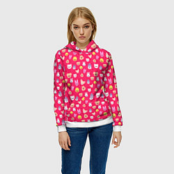 Толстовка-худи женская Skzoo pattern pink, цвет: 3D-белый — фото 2