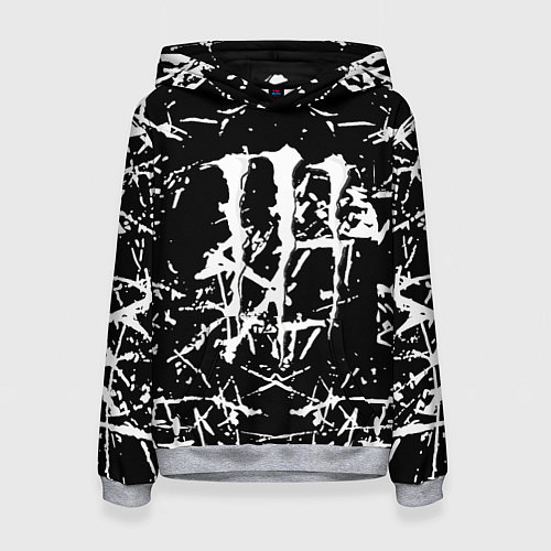 Женская толстовка Monster energy белые штрихи краско / 3D-Меланж – фото 1