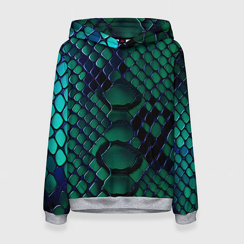Женская толстовка Бирюзовая змеиная кожа / 3D-Меланж – фото 1