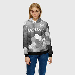 Толстовка-худи женская Volvo - grey gradient посередине, цвет: 3D-черный — фото 2