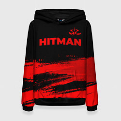 Толстовка-худи женская Hitman - red gradient посередине, цвет: 3D-черный