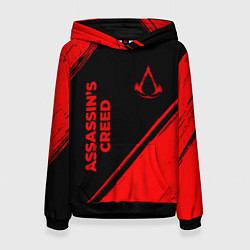 Толстовка-худи женская Assassins Creed - red gradient вертикально, цвет: 3D-черный