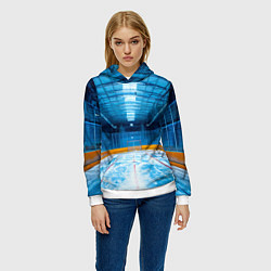 Толстовка-худи женская Хоккейная коробка, цвет: 3D-белый — фото 2