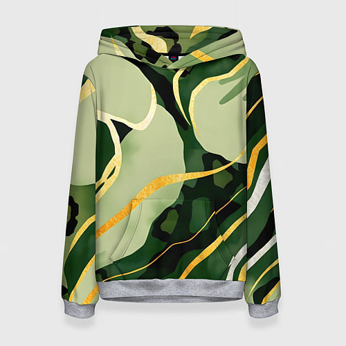 Женская толстовка Зеленый природный паттерн / 3D-Меланж – фото 1