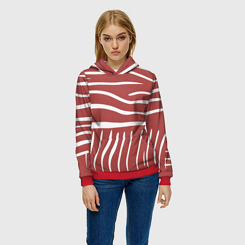 Женская толстовка Полоски красной зебры / 3D-Красный – фото 3