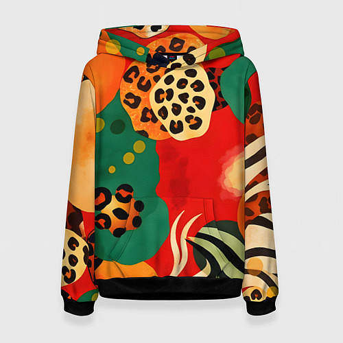 Женская толстовка Анималистичный африканский паттерн / 3D-Черный – фото 1
