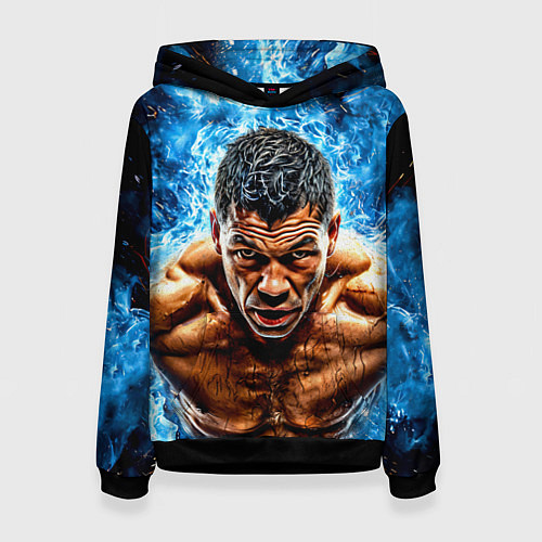 Женская толстовка Артуро Гатти в синем пламени / 3D-Черный – фото 1