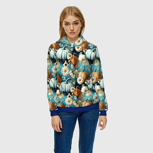 Женская толстовка Маленькие тыковки / 3D-Синий – фото 3