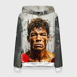 Толстовка-худи женская Артуро Гатти на сером, цвет: 3D-белый