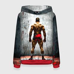 Толстовка-худи женская Рестлер на синем, цвет: 3D-красный