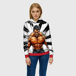 Толстовка-худи женская Мощный реслер, цвет: 3D-красный — фото 2