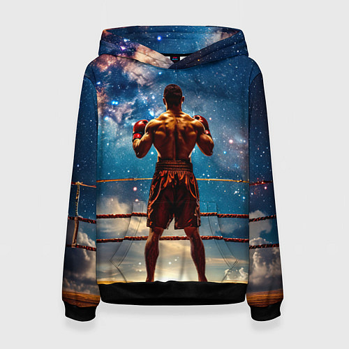 Женская толстовка Тайский боксер в космосе / 3D-Черный – фото 1