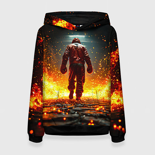 Женская толстовка Боксер в огне / 3D-Черный – фото 1