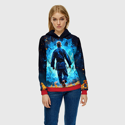Женская толстовка Дзюдоист в синем пламени / 3D-Красный – фото 3